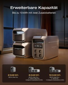 ECOFLOW Delta 3 Max Plus tragbare Powerstation 2 048 Wh, erweiterbar auf 10 kWh, 3 000 W AC-Ausgang, 0–80% Ladung in 47 Min, LiFePO4 Batterie, 10 ms USV-Backup, Solarstrom für Haus, Camping – Bild 5