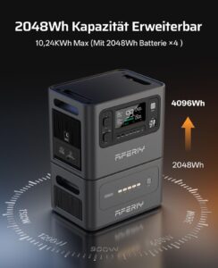 AFERIY 2800W Powerstation 6,144Wh Set, Mit 2048Wh 2 Erweiterungsakku, 1,5h Schnellladung, 13 Ausgänge, Reine Sinuswelle 230V, 6144Wh LiFePO4 Solar-Generator Für Camping/Home-Office 2026 Neu – Bild 3