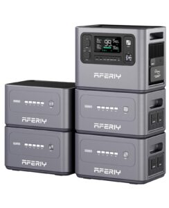 AFERIY 2800W Set Powerstation 2048Wh, Mit 2048Wh 4 Erweiterungsakku, 1,5h Schnellladung, 13 Ausgänge, Reine Sinuswelle 230V, USV, 10,240Wh LiFePO4 Solar-Generator Für Camping/Home-Office 2025 Neu