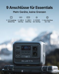 BLUETTI Tragbare Power Station Elite 100 V2 mit 350W Solarpanel, 1024Wh LiFePO4 Solar Generator mit 2 1800W AC Ausgängen, 35% kleiner, Ideal für Notfälle, Wohnmobil,Camping – Bild 4