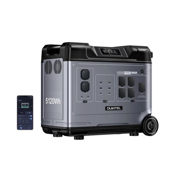 OUKITEL P5000 Pro Powerstation 5120Wh 4000W LiFePO4 Akku | 8000W Spitzenleistung | 5 AC-Steckdosen | Solargenerator für Camping & Notstrom