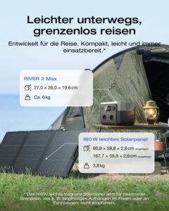 EF ECOFLOW Tragbare Powerstation RIVER 2 MAX mit 160W faltbare solar panel, 512 Wh Solargenerator mit LiFeP04, Schnellladung in 1 Stunde, bis zu 1000 W Leistung, Balkonkraft für Camping – Bild 5