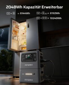 AFERIY 2800W Set Powerstation 2048Wh, Mit 2048Wh 4 Erweiterungsakku, 1,5h Schnellladung, 13 Ausgänge, Reine Sinuswelle 230V, USV, 10,240Wh LiFePO4 Solar-Generator Für Camping/Home-Office 2025 Neu – Bild 3