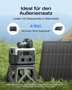EF ECOFLOW Tragbare Powerstation RIVER 2 MAX mit 160W faltbare solar panel, 512 Wh Solargenerator mit LiFeP04, Schnellladung in 1 Stunde, bis zu 1000 W Leistung, Balkonkraft für Camping – Bild 3