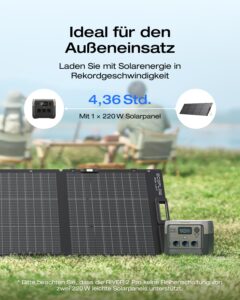 EF ECOFLOW RIVER 2 Pro Powerstation, 768 Wh LiFePO4 Batterie Solar generator mit 220 W Solar panel, 3x 300 W AC-Steckdosen (Spitze 1600 W), tragbare Powerstation für Camping, im Freien – Bild 4