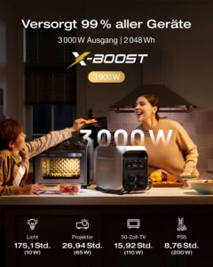 ECOFLOW Delta 3 Max Plus tragbare Powerstation 2 048 Wh, erweiterbar auf 10 kWh, 3 000 W AC-Ausgang, 0–80% Ladung in 47 Min, LiFePO4 Batterie, 10 ms USV-Backup, Solarstrom für Haus, Camping – Bild 2