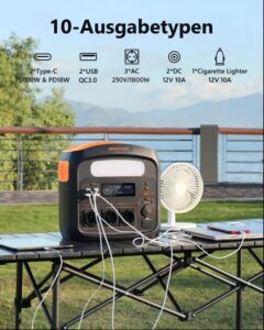 Tragbare Powerstation Mit 100W Solarpanel x 2, Solargenerator 1800W, 1024Wh LiFePO4 Akku, PD 100W, USB-C/AC/DC, Solarladung, für Camping, Notstrom, Outdoor – Bild 4