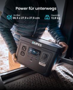 OUPES Exodus 1500 Tragbare Powerstation mit 240W Solarpanel, 1488Wh Solargenerator, 2 Steckdosen à 1700W(3600W Spitze), Schnellladung, USV-Funktion Mobiler Stromspeicher für Camping, Wohnmobil & Reise – Bild 8