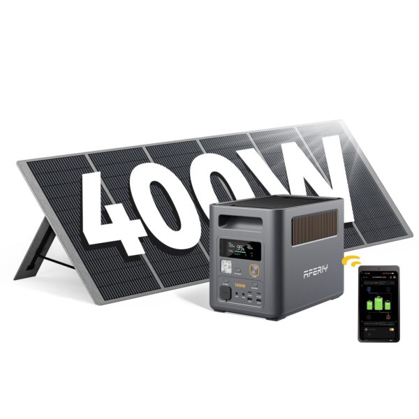 AFERIY P180 Pro Solargenerator 1024Wh mit 400W Solarpanel | 1800W LiFePO4 Powerstation | Erweiterbar auf 5120Wh | USV