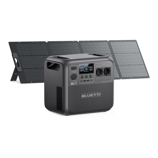 BLUETTI Elite 200 V2 Solar Generator (2025 Neu) mit 200W Solarpanel, 2073,6Wh Tragbare Powerstation mit 2 2600W AC Ausgängen, 17 Jahre Lebensdauer LiFePO4 Notstrom für Camping, Off-grid, Stromausfall