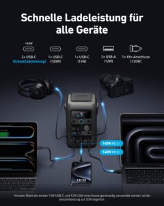 Anker SOLIX C300X DC Tragbare Powerstation mit 100W Solarpanel, 288Wh LiFePO4-Akku, 300W Solargenerator, für Outdoor, Camping, Reisen und Notfälle – Bild 3