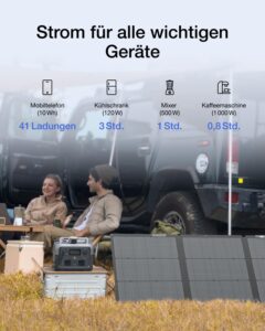 EF ECOFLOW Tragbare Powerstation RIVER 2 MAX mit 160W faltbare solar panel, 512 Wh Solargenerator mit LiFeP04, Schnellladung in 1 Stunde, bis zu 1000 W Leistung, Balkonkraft für Camping – Bild 4