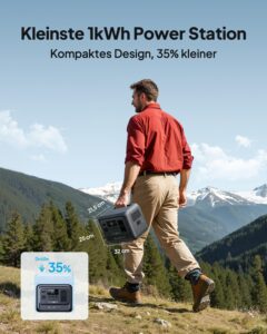 BLUETTI Tragbare Power Station Elite 100 V2 mit 350W Solarpanel, 1024Wh LiFePO4 Solar Generator mit 2 1800W AC Ausgängen, 35% kleiner, Ideal für Notfälle, Wohnmobil,Camping – Bild 3