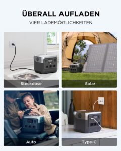 EF ECOFLOW Tragbare Powerstation RIVER 2 Pro, 768 Wh Solargenerator mit LiFeP04, Schnellladung in 70 Minuten, 3x 800 W AC-Steckdosen, Balkonkraft für Notstrom/Camping/Wohnmobile – Bild 7