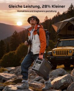 AFERIY 1800W/1024Wh Powerstation mit 400W Solarpanel, Erweiterbar Auf 5120Wh LiFePO4 Solargenerator & 1Std Schnellladung, <10ms USV, 9 Ausgänge, mit APP, Reine SW 230V, für Camping/Garten/Notfall – Bild 3