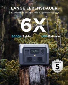 EF ECOFLOW Tragbare Powerstation RIVER 2 MAX, 512 Wh Solargenerator mit LiFeP04, Schnellladung in 1 Stunde, bis zu 1000 W Leistung, Balkonkraft für Notstrom/Camping/Wohnmobile – Bild 3